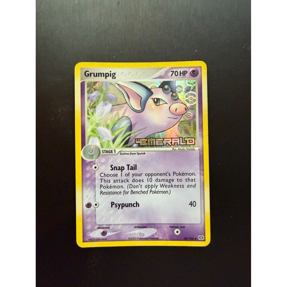 Pokemon Grumpig Holo Purple Yellow Card